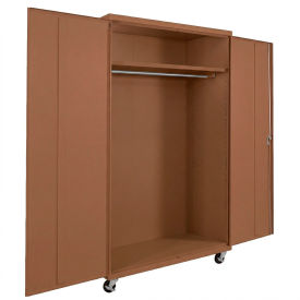 Commercial Mobile Wardrobe Cabinet, 48"W x 24"D x 72"H, Walnut