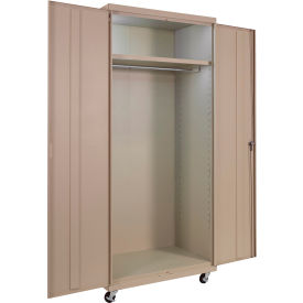 Commercial Mobile Wardrobe Cabinet, 36"W x 24"D x 78"H, Putty
