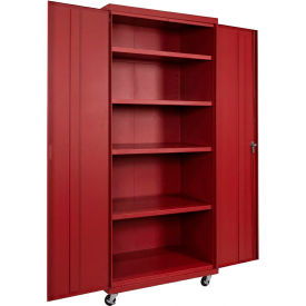 Commercial Mobile Storage Cabinet, 20 Gauge, 36"W x 24"D x 66"H, Red
