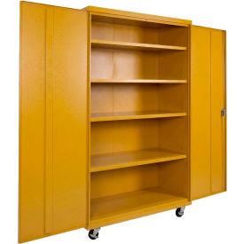Commercial Mobile Storage Cabinet, 20 Gauge, 48"W x 24"D x 66"H, Yellow