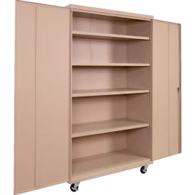 Commercial Mobile Storage Cabinet, 20 Gauge, 48"W x 24"D x 72"H, Putty