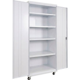 Commercial Mobile Storage Cabinet, 20 Gauge, 36"W x 24"D x 66"H, White