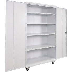Commercial Mobile Storage Cabinet, 20 Gauge, 48"W x 24"D x 72"H, White