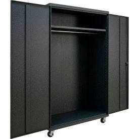 Commercial Mobile Wardrobe Cabinet, 48"W x 24"D x 66"H, Black