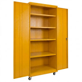 Commercial Mobile Storage Cabinet, 20 Gauge, 36"W x 24"D x 66"H, Yellow
