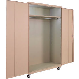 Commercial Mobile Wardrobe Cabinet, 48"W x 24"D x 78"H, Putty