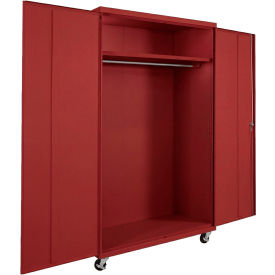Commercial Mobile Wardrobe Cabinet, 48"W x 24"D x 78"H, Red