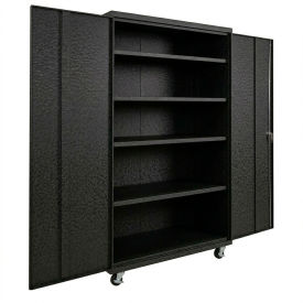 Commercial Mobile Storage Cabinet, 20 Gauge, 48"W x 24"D x 72"H, Black