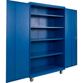 Commercial Mobile Storage Cabinet, 20 Gauge, 48"W x 24"D x 72"H, Blue
