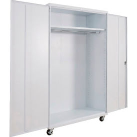 Commercial Mobile Wardrobe Cabinet, 48"W x 24"D x 66"H, White