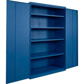Commercial Storage Cabinet, 20 Gauge, 48"W x 24"D x 66"H, Blue