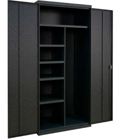 Commercial Janitorial Cabinet, 36"W x 18"D x 72"H, All-Welded, Black