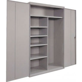 Commercial Janitorial Cabinet, 48"W x 18"D x 66"H, All-Welded, Gray
