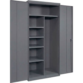 Commercial Janitorial Cabinet, 36"W x 24"D x 66"H, All-Welded, Charcoal