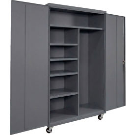 Commercial Mobile Janitorial Cabinet, 48"W x 24"D x 72"H, All-Welded, Charcoal