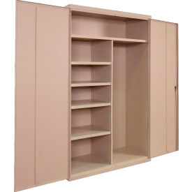 Commercial Janitorial Cabinet, 48"W x 18"D x 78"H, All-Welded, Putty