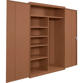 Commercial Janitorial Cabinet, 48"W x 24"D x 66"H, All-Welded, Walnut