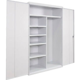 Commercial Janitorial Cabinet, 48"W x 24"D x 78"H, All-Welded, White