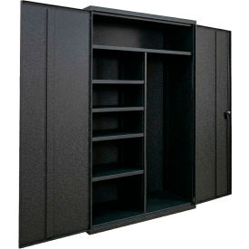 Commercial Janitorial Cabinet, 48"W x 24"D x 72"H, All-Welded, Black