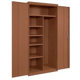 Commercial Janitorial Cabinet, 36"W x 24"D x 72"H, All-Welded, Walnut
