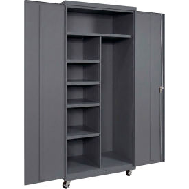 Commercial Mobile Janitorial Cabinet, 36"W x 24"D x 72"H, All-Welded, Charcoal