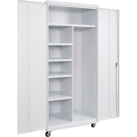 Commercial Mobile Janitorial Cabinet, 36"W x 24"D x 78"H, All-Welded, White