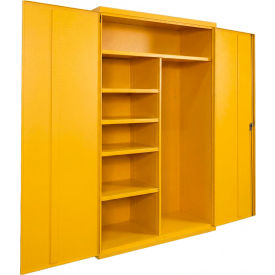 Commercial Janitorial Cabinet, 48"W x 18"D x 72"H, All-Welded, Yellow