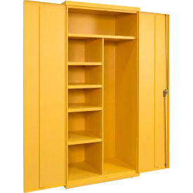 Commercial Janitorial Cabinet, 36"W x 18"D x 72"H, All-Welded, Yellow