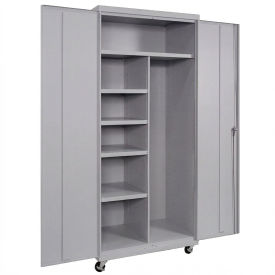 Commercial Mobile Janitorial Cabinet, 36"W x 24"D x 72"H, All-Welded, Gray