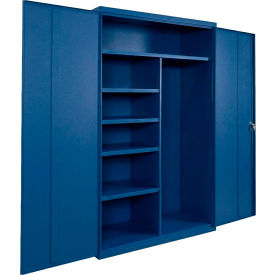 Commercial Janitorial Cabinet, 48"W x 24"D x 66"H, All-Welded, Blue