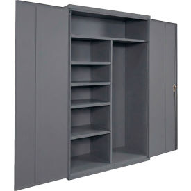 Commercial Janitorial Cabinet, 48"W x 24"D x 66"H, All-Welded, Charcoal