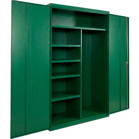 Commercial Janitorial Cabinet, 48"W x 18"D x 72"H, All-Welded, Green