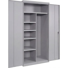 Commercial Janitorial Cabinet, 36"W x 18"D x 78"H, All-Welded, Gray