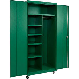 Commercial Mobile Janitorial Cabinet, 36"W x 24"D x 66"H, All-Welded, Green