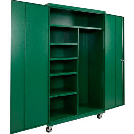 Commercial Mobile Janitorial Cabinet, 48"W x 24"D x 72"H, All-Welded, Green