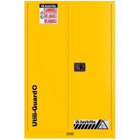 Utili-Guard+ Flammable Cabinet, Self Close, 45 Gal, 43"Wx22"Dx65"H, Yellow