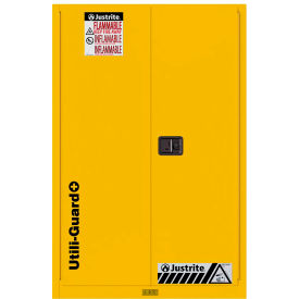 Utili-Guard+ Flammable Cabinet, Self Close, 90 Gal, 43"Wx37"Dx65"H, Yellow