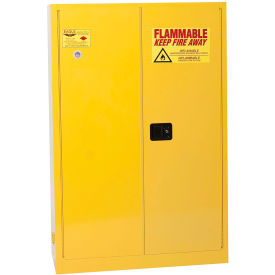 Flammable Liquid Cabinet, Manual Close, 45 Gallon Capacity, 43"W x 18"D x 65"H, Yellow