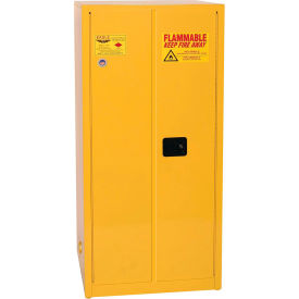 Flammable Liquid Cabinet, Manual Close, 60 Gallon Capacity, 34"W x 34"D x 65"H, Yellow