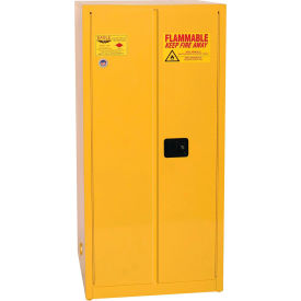 Flammable Liquid Cabinet, Self Close, 60 Gallon, 34"W x 34"D x 65"H, Yellow