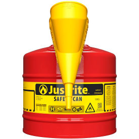 Safety Can For Flammables, Type I, Funnel, Flame Arrester, 5 Gallon, Red