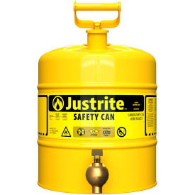 Safety Can For Laboratories, Type I, Flow-Control Faucet, 5 Gallon, Yellow
