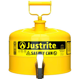 Safety Can For Laboratories, Type I, Bottom Brass Faucet, 2.5 Gallon, Yellow