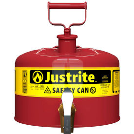Safety Can For Laboratories, Type I, Brass Faucet, 2.5 Gallon, Red