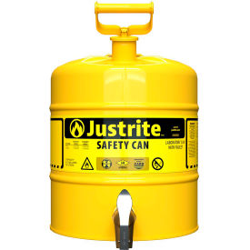 Safety Can For Laboratories, Type I, Brass Faucet, 5 Gallon, Yellow