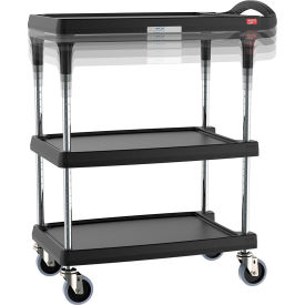 myCart Height-Adjustable Utility Cart with 3 Shelves, 35-1/2" - 39-1/2"H, Black