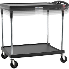 myCart Height-Adjustable Utility Cart with 2 Shelves, 36-7/8" - 40-7/8"H, Black