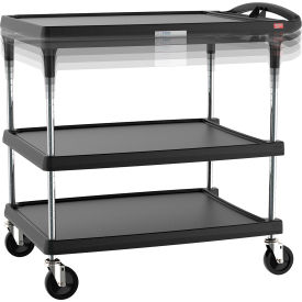 myCart Height-Adjustable Utility Cart with 3 Shelves, 36-7/8" - 40-7/8"H, Black