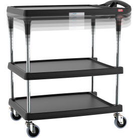 myCart Height-Adjustable Utility Cart with 3 Shelves, 35-1/2" - 39-1/2"H, Black