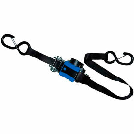 Cargo Strap Assy Ratchet Buckle w/vinyl S-Hooks, 1" x 15', Black, Pack of 2